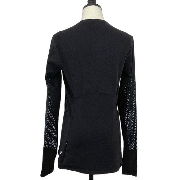 Lululemon Boatneck Top Long Sleeve Top Black with Green Dots On Sleeve Sz 10 - Picture 6 of 12